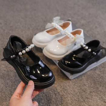 Girls' Leather Shoes 2025 Spring and Autumn New Korean Style Little Girls Pearl Soft Sole Princess Shoes British Style Single Shoes Trbottomy