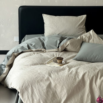 100S Cotton Four-Piece Set Accessible Luxury Satin Long-Staple Cotton Pure Cotton Bedding Jacquard Quilt Cover Bed Sheets and Fitted Bed Sheets Supplies