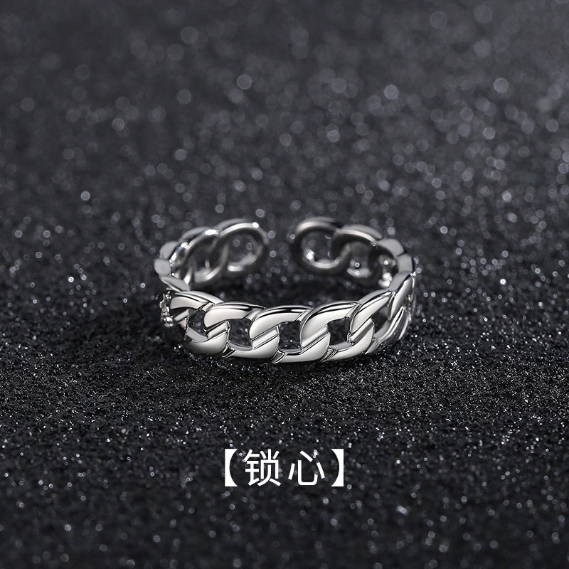 男士戒指小众设计高级感线条食指戒时尚简约活口指环源头厂家批发