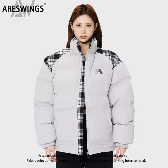 ARESWINGS New American Style Couple's Vertical Collar Cotton-padded Coat Autumn and Winter Cotton-padded Thickened Vintage Warm Jacket Trendy for Men and Women