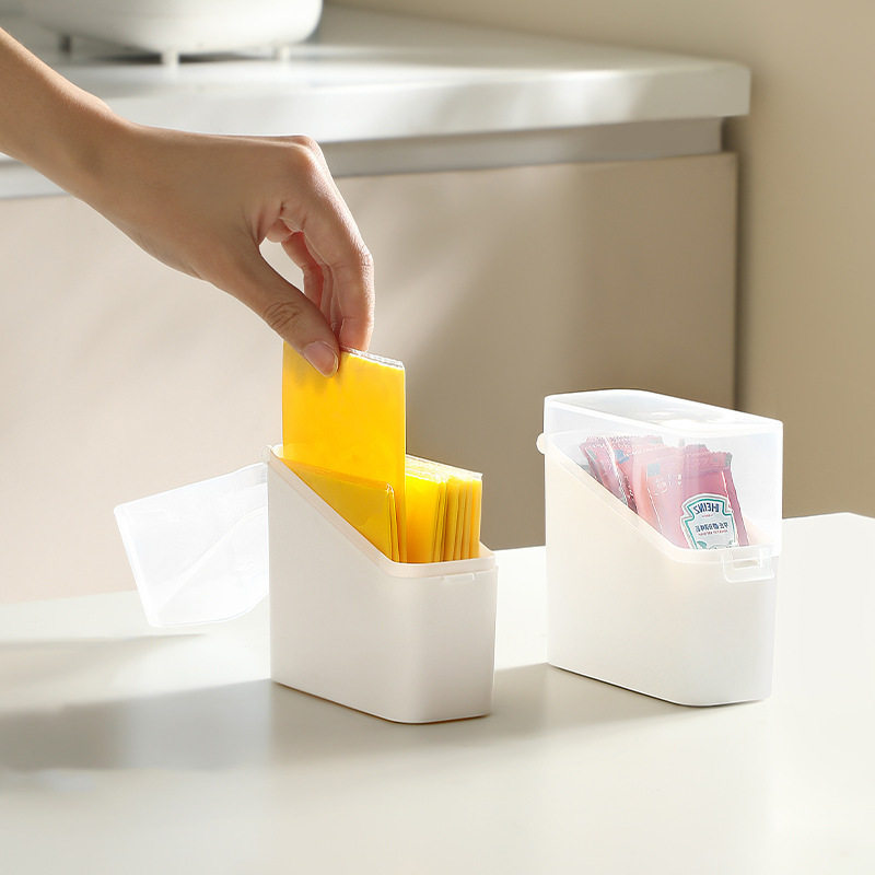 Japanese Cheese Slice Storage Box Refrigerator Cheese Slice Crisper Coffee Tea Bag Desktop Packaging Storage Box with Lid