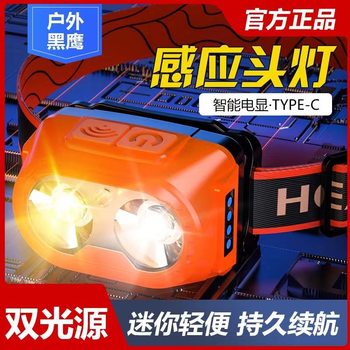 New LED strong light outdoor camping induction headlight Type-c rechargeable hiking waterproof COB head-mounted night fishing lamp