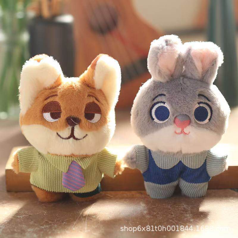 Cross-Border Zootopia Plush Pendant Judy Rabbit Nick Fox Keychain Bag Doll Accessories