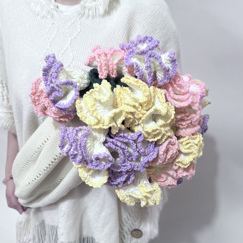 Carnation bouquet blanket crocheted rose blanket hand woven blanket mother's day gift wool blanket creative flower