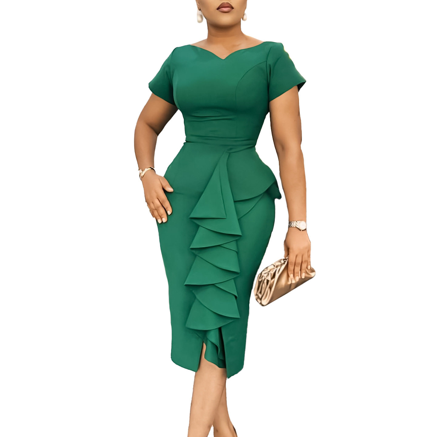 Plus Size Womens Dress Elegant Ruffle Hem Stylish Design Comfortable Fit Perfect for Casual or Formal Occasions
