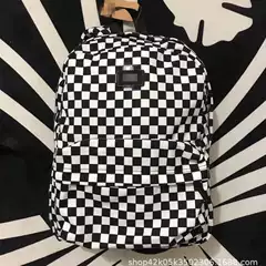 Fashion brand cross-border e-commerce domestic in stock black and white plaid backpack v fashion brand schoolbag student bag chess plate Plaid backpack