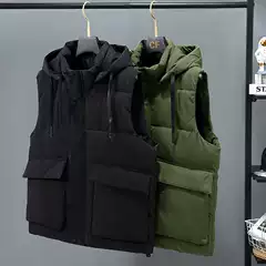 Oversized Cotton Padded Vest for Men, New Fall/Winter Thick Warm Sleeveless Jacket, Plus Size