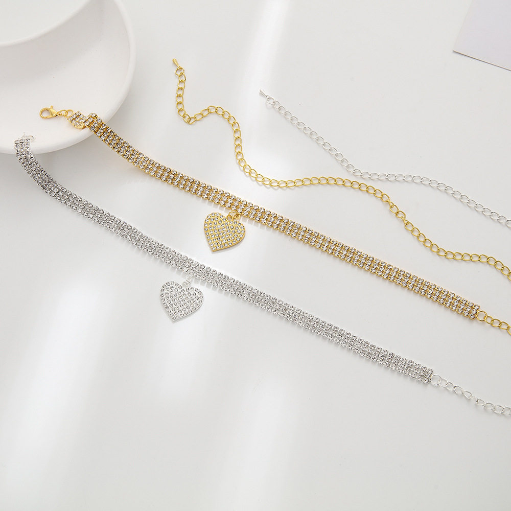 Cross-border personality collar trend fashion all-match love necklace ladies sweet choker diamond necklace jewelry tide