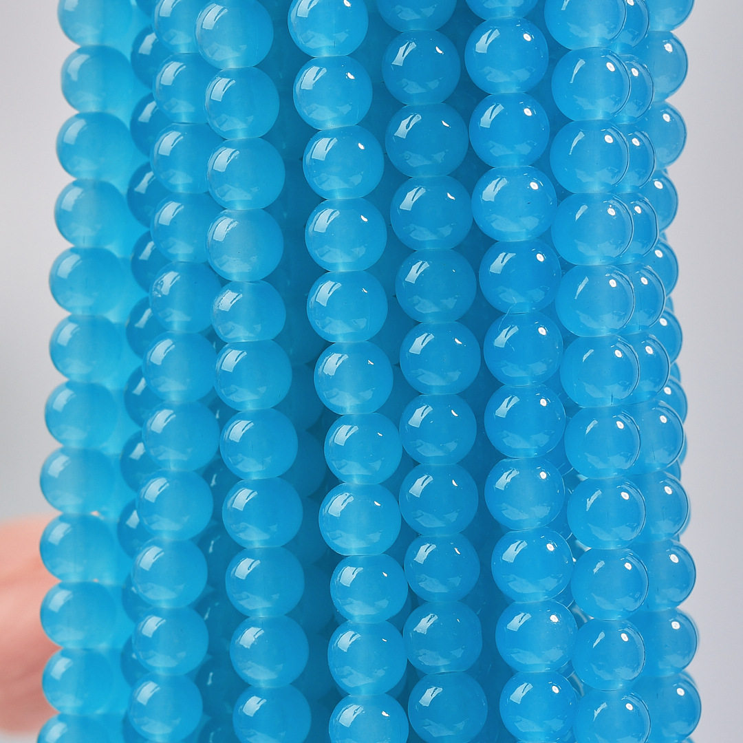 玻璃仿玉圆珠纯色散珠手工diy玉髓手链项链散珠子琉璃珠饰品配件