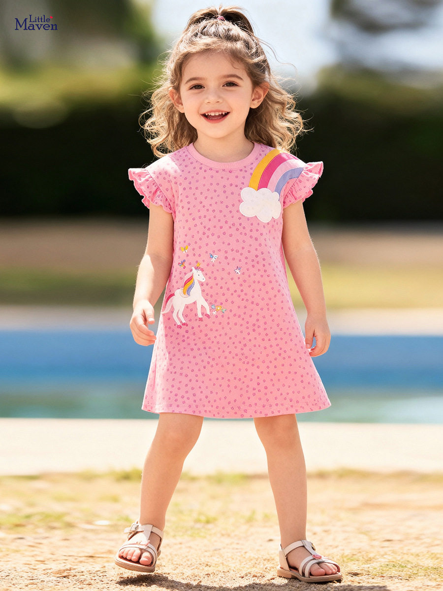 Summer Short-sleeve Girls' Dress, Cute [Style] Kids' Skirt, Kids' Dress