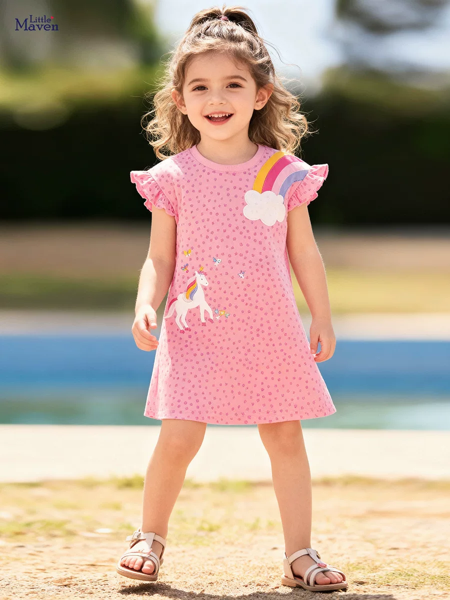 Summer Short-sleeve Girls' Dress, Cute [Style] Kids' Skirt, Kids' Dress