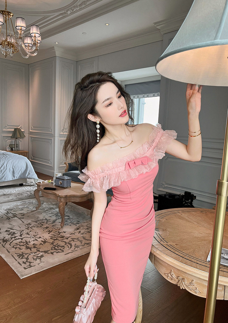 Đầm ôm body nữ dáng midi cổ yếm tay ngắn chất liệu thun lạnh cao cấp — [Hồng đậu] chi tiết 12