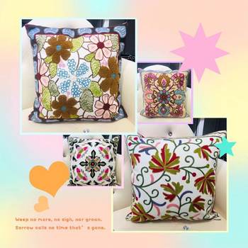 Haona Household Products Ethnic Embroidered Pillow Cover Sofa Cover Flower Wholesale Order Cushion Without Core