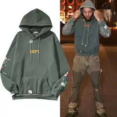 22ss autumn and winter New European and American High Street Men's and women's hip hop loose hand-painted graffiti splash ink hooded sweater cross-border