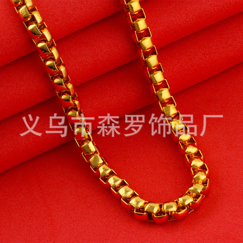 Оптовая продажа позолоченных 18-каратным золотом мужских цепочек, модные и эффектные, поставка для прямых трансляций, имитация золотых цепочек, рынок мужских цепочек на шею.