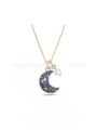 Fancy diamond pearl moon necklace