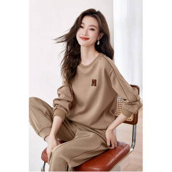Embroidered Sweatshirt Two-Piece Set 2025 New Autum Fashion Casual Loose Slimming Look Suit for Women