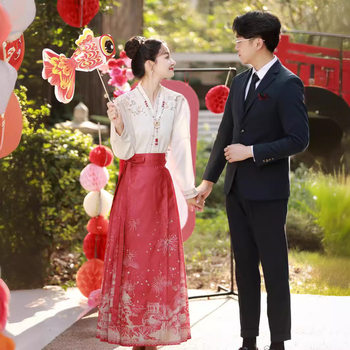 National Style Horse Face Skirt, Daily Ming Dynasty Han Dynasty, Bride's Toast Suit, Retro New Chinoiserie Improved Embroidered Top Suit