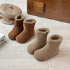 Ins Retro Birkenstock Boots 2025 Winter New Korean Style Girls' Fleece-Lined Mid-Calf Boots Boys' Warm Furry Cotton Boots