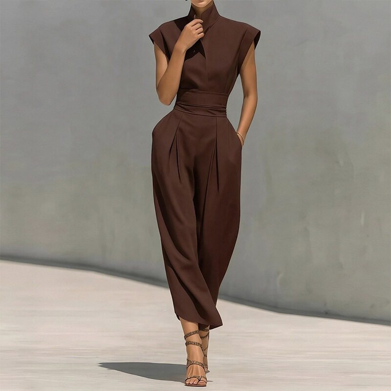 Womens Spring Dress Elegant Solid Color Waist Defining Flutter Sleeves Perfect for Casual or Formal Occasions