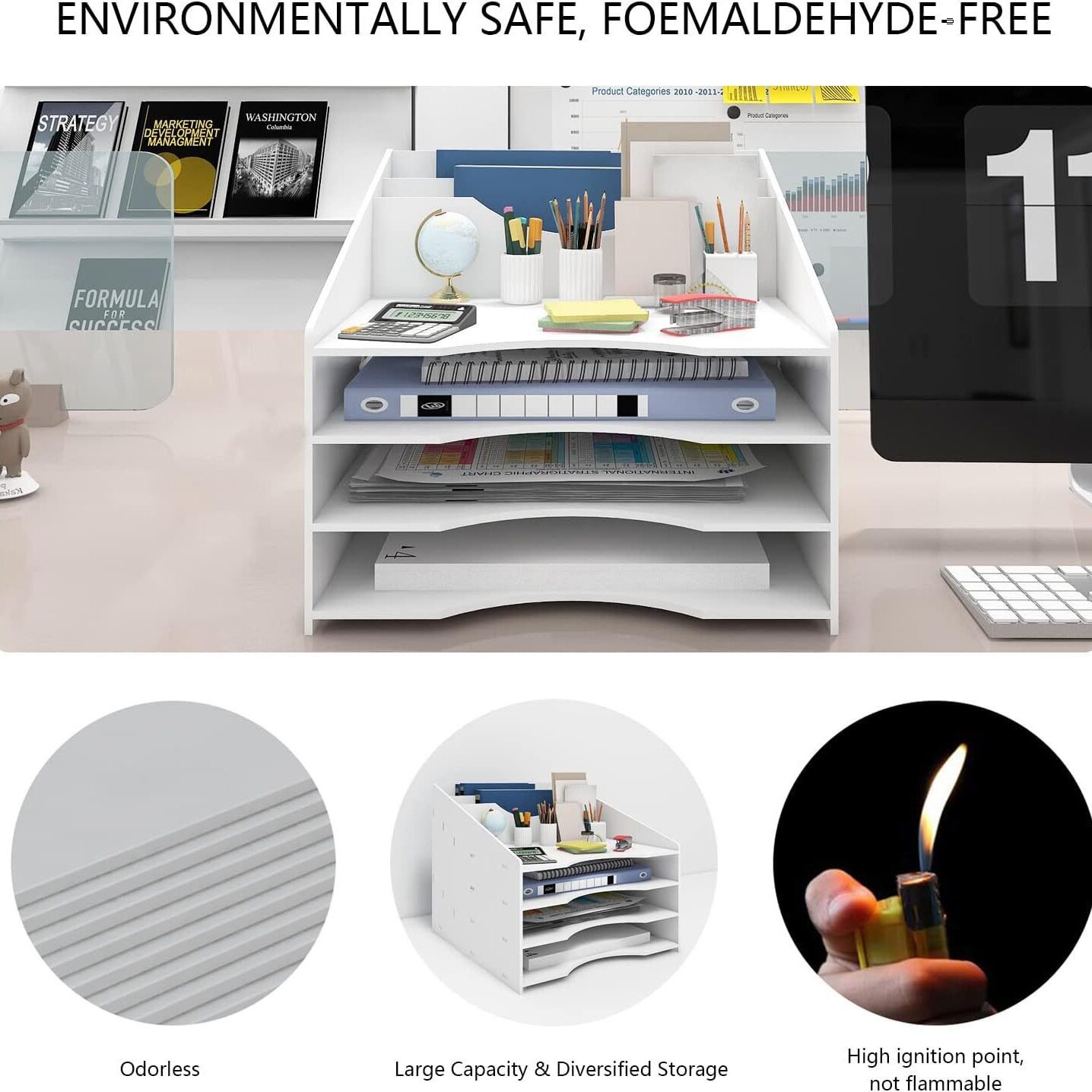 File Rack Desktop Storage Rack Office Supplies Folder A4 Double Clip Folder File Column Paper Cutting Storage Box