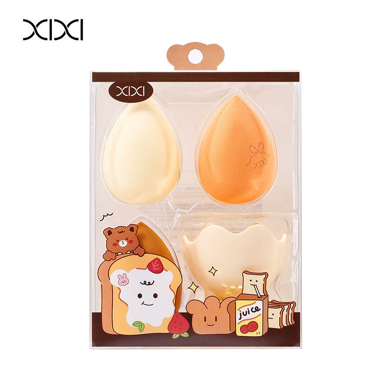 Xixi Beauty Egg Combination 3 Sets with Egg Tray, No Powder, Wet and Dry Liquid Foundation Special Makeup Sponge