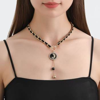 European and American Cross-Border Wrapped Velvet Necklace for Women Black Love Mother-Of-Pearl Butterfly Cross Tassel Chain Clavicle Chain