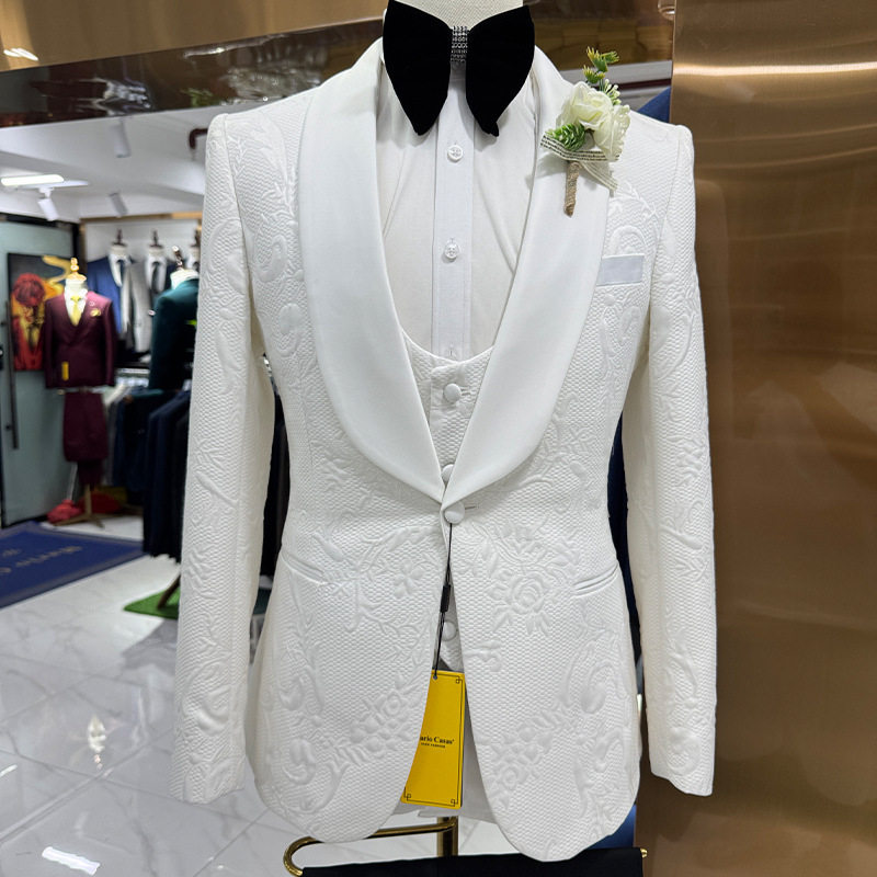 men's casual suit wedding casual host slim suit three-piece suit