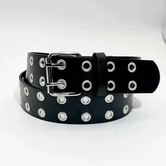Fashion American-Style Internet Celebrity Full-Hole Belt for Women, Hip-Hop Punk Trendy Double-Row Belt, Cool Waist Belt, New Cross-Border Wholesale