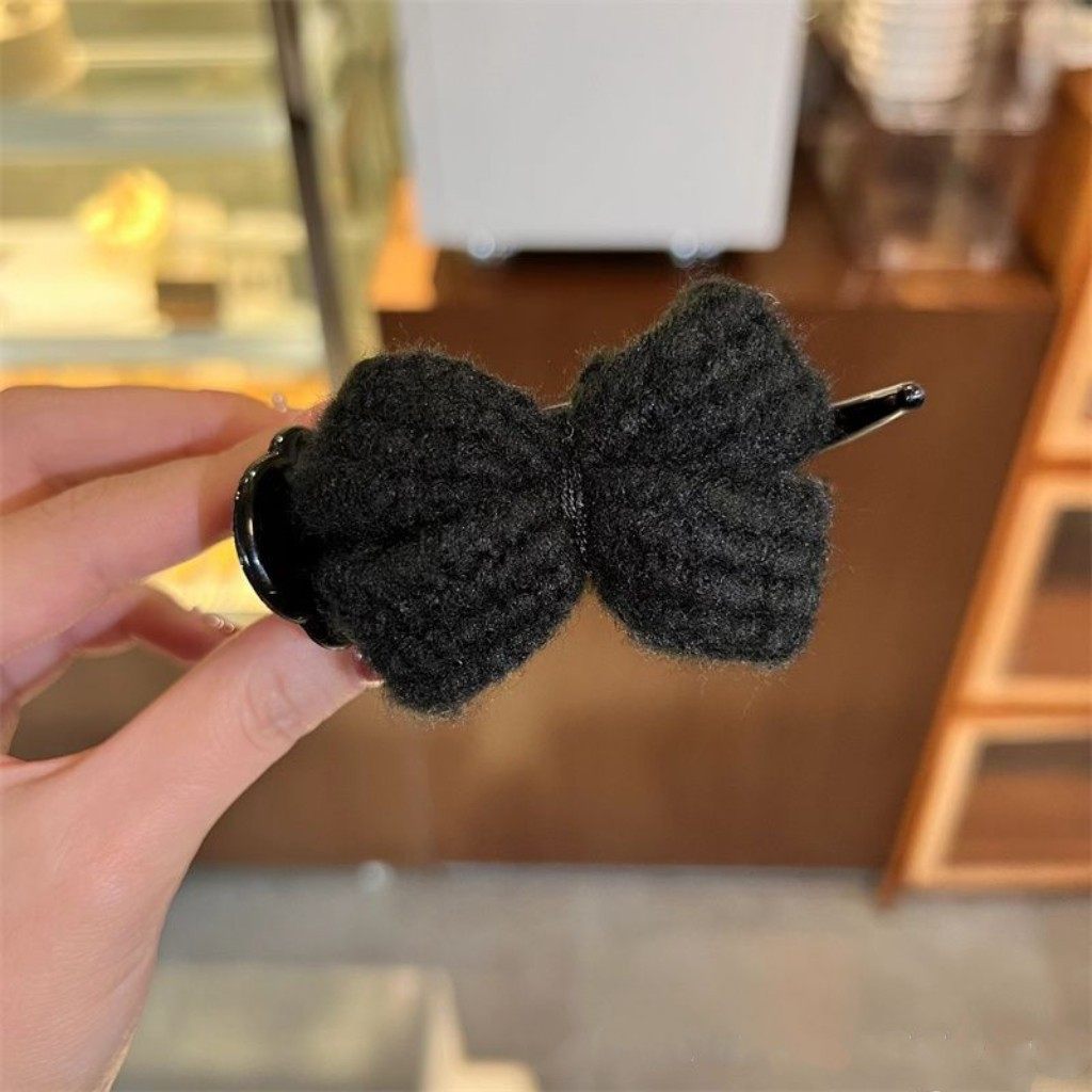 Autumn and Winter Knitted Wool Bow Hairpin Ball Head Fixed Grabber Hairpin Hairpin Special Shark Clip
