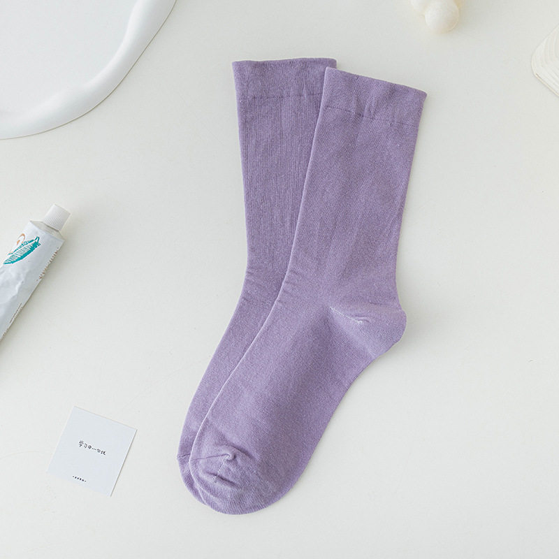 月子袜女ins潮中筒袜秋冬季百搭日系堆堆袜纯白色无骨袜女生长袜