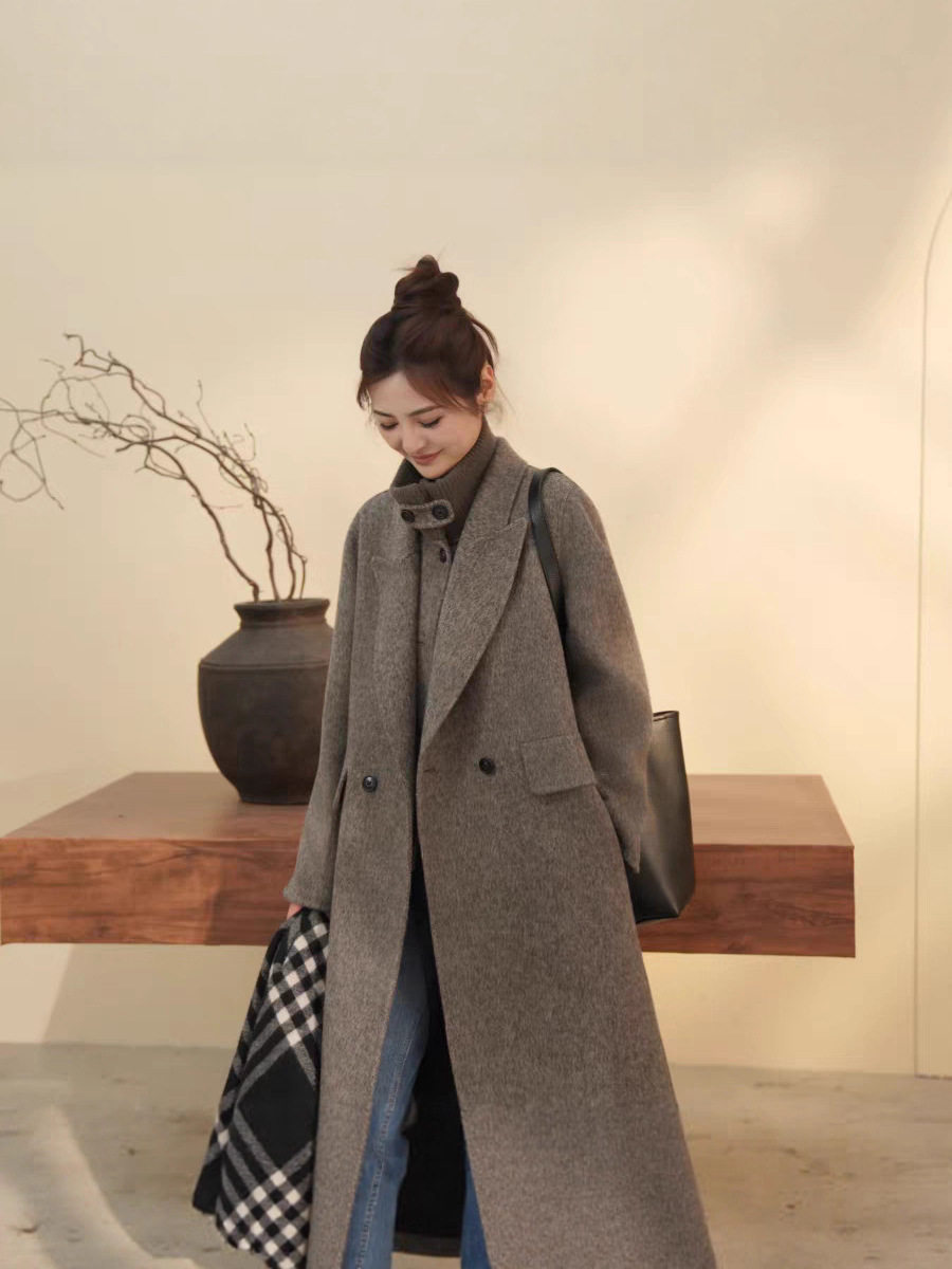 Autumn and Winter New Style Plush Woolen Outwear and Vest Two-Piece Set for Women Knitted Stand-Up Collar Loose Regular Style Slim Outwear