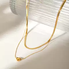 Internet Celebrity Same Style Stainless Steel Double Layer Snake Bone Chain Women's Ins Style Fashionable Simple 18k Gold Blade Chain High-grade Necklace