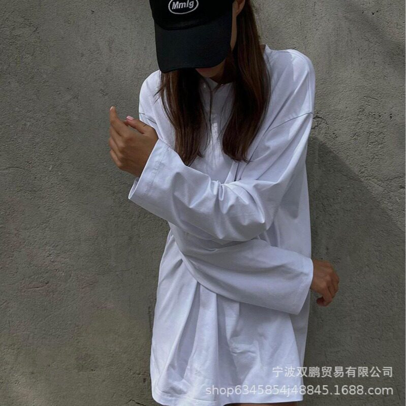 Womens Long Sleeve T Shirt Solid Color Oversized Fit 100 Cotton Casual Everyday Wear Wholesale Available