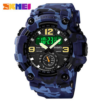 Foreign trade new fashion Men's outdoor electronic watch large dial multi-functional double luminous alarm sports watch men