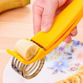 Banana Slicer Stainless Steel Ham Sausage Yellow Flower Splitting Tool Cutting Fruit Platter Artifact Kitchen Supplies Foreign Trade