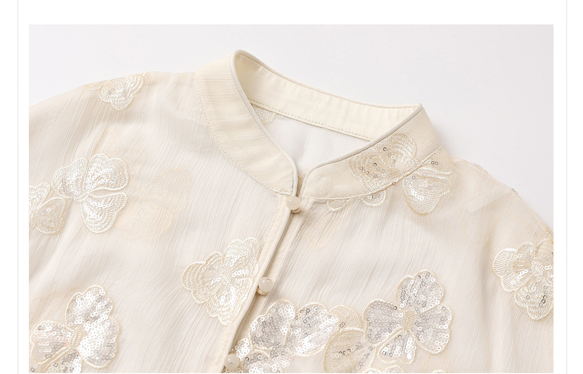Set áo khoác tay lồng đèn thêu hoa kèm đầm hai dây dáng dài — Áo sequin (giao hàng trong 7 ngày), Váy yếm (giao hàng trong 7 ngày), Váy yếm (giao hàng trong ngày)