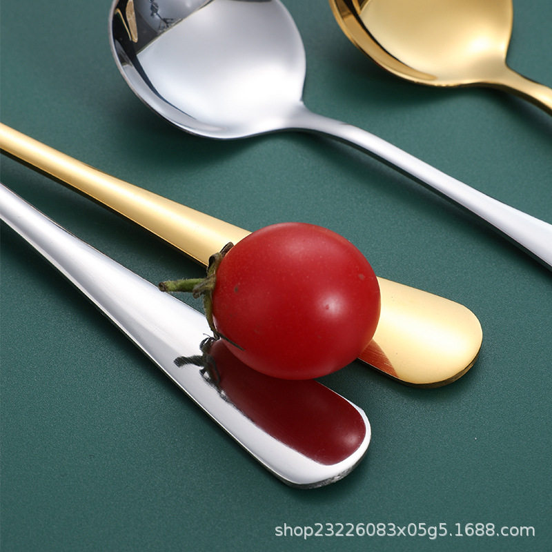 Stainless Steel Round Spoon High-Value Wholesale Student Children's Household Spoon Dessert Spoon Western Food Spoon Wholesale