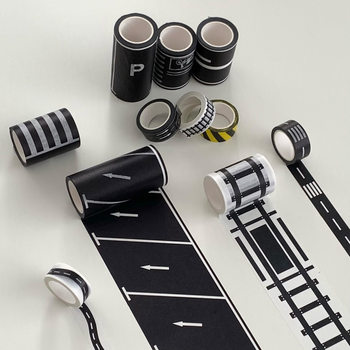 Children's Cartoon DIY Road Rail Transit Railway Highway and Paper Tape Car Train Curve Self-Adhesive Sticker