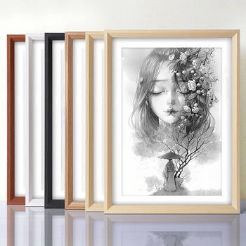 Wooden Picture Frame Wall Hanging 34 Frame Outer Frame 48 Framing Sketch Poster Photo Children's Puzzle Empty Frame Supply Chain