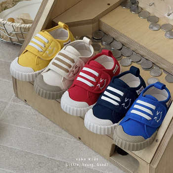Xshx Happy Biscuit Shoes | Boys and Girls Autumn Velcro Indoor Small Cloth Shoes Korean Style Stable Functional Shoes Non-Slip