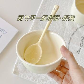 Cute Ceramic Bowl and Spoon Set, Creamy and Adorable, Household Rice Bowl, Points Redemption, Children's Tableware, Cute and Fun
