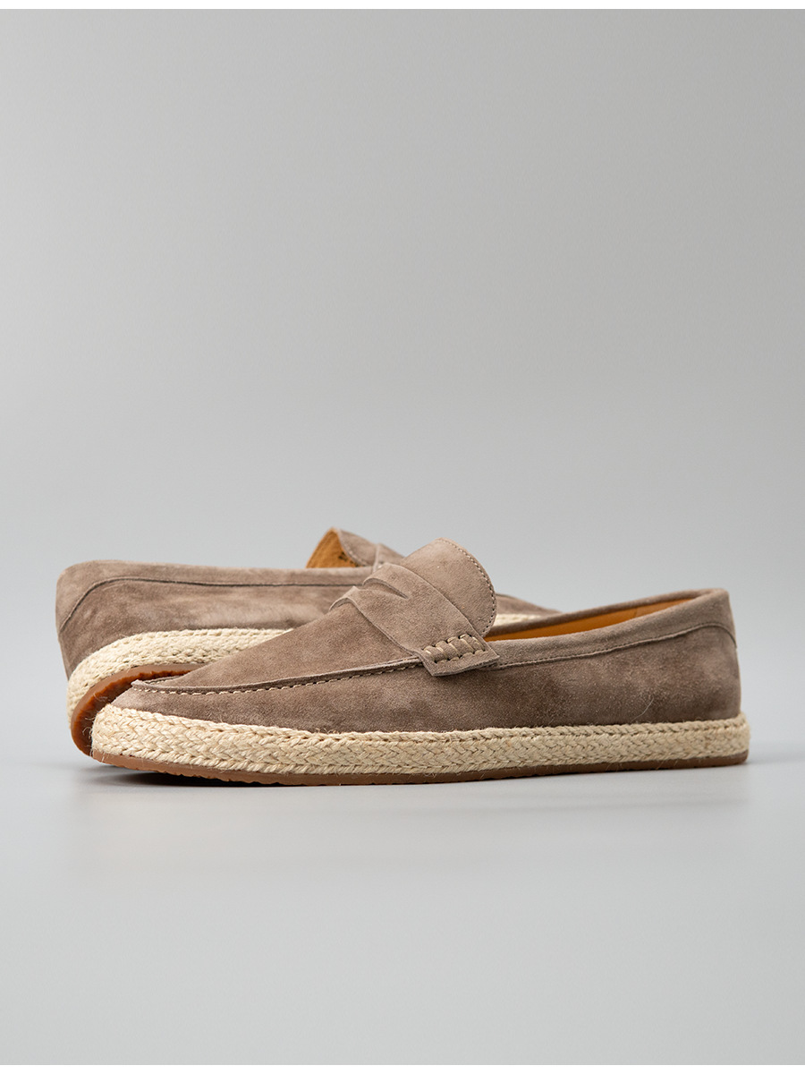 Giày lười nam Luofan chất liệu cashmere, đế cói đan thủ công, không dây, đa năng — màu đen, Màu xanh dương, màu xám, Xanh lá cây