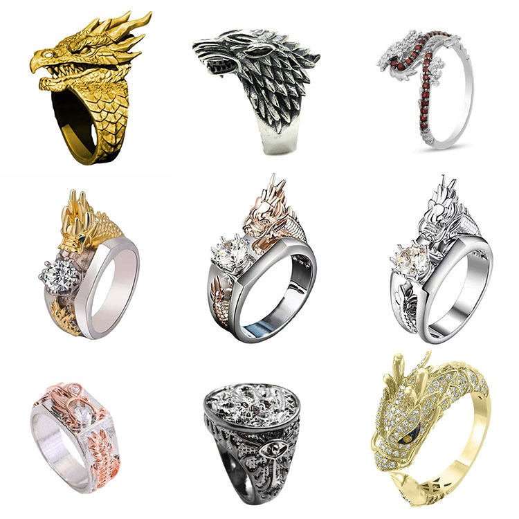 Chenrui wish golden Western dragon ring серии трансграничных ретро-модных темпераментных властных колец прямых продаж с фабрики Изображение 1