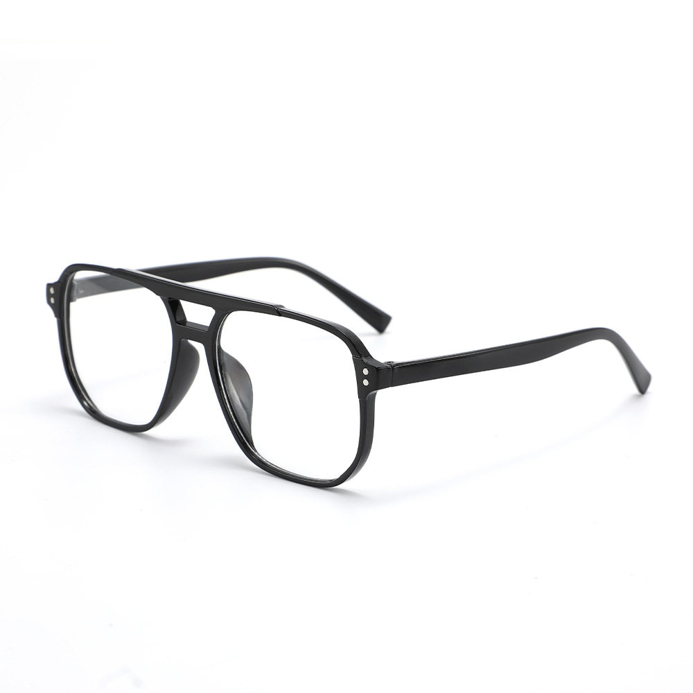 Large Frame Double Beam Glasses Frame Plain-made Plain Frame Cyber-famous Flat Glasses for Men and Women Fashion Trendy Optical Glasses Frame Toad Glasses
