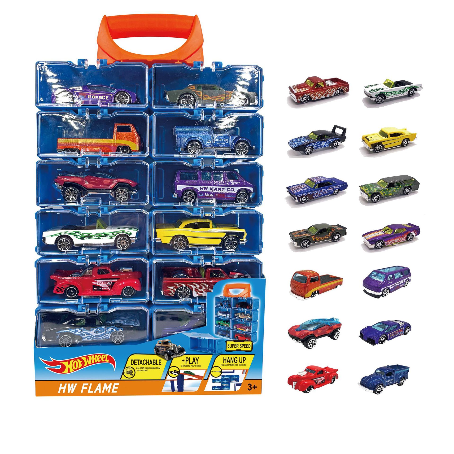 1：64合金车子 耐摔防摔玩具车 手提盒合金车仔套装 合金哈雷摩托