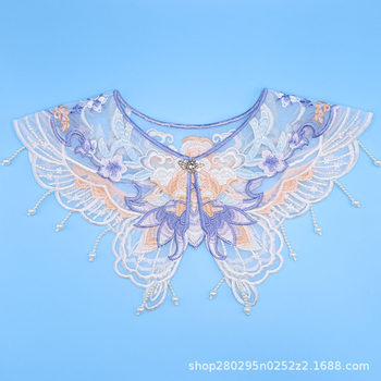 Embroidered Plate Buckle Cloud Shoulder Butterfly-Shaped Beaded Faux Collar Children's Clothing Neck Accessory Hanfu Cloud Shoulder