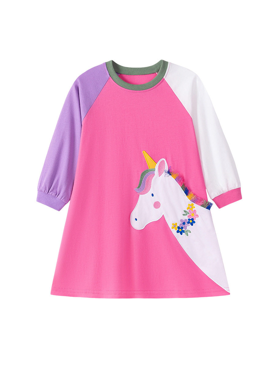 Custom-made Kids' Dress Wholesale, Autumn Long-sleeve Girls' Dress, Cartoon Cotton Kids' Dress