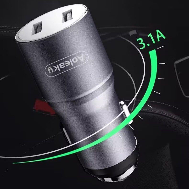 Aolico C007 car charger 3.1A dual USB safety hammer fast charging aluminum alloy car charger