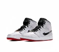 Leather AJ1 Mid White Silk
